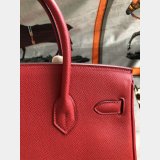 Hermes Birkin Epsom leather Handbags Red Golden