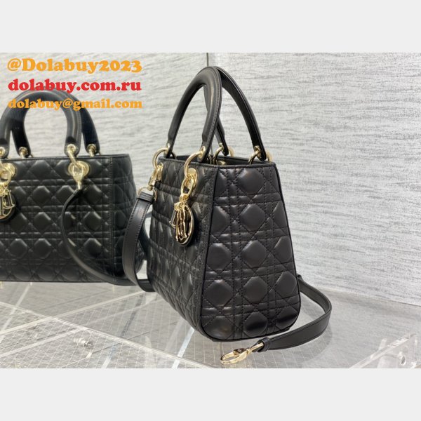 Perfect Quality Replica Lady Dior 24cm Dolabuy Black Handbag