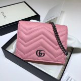 Best Pink/Yellow/Blue Gucci Replica GG Marmont card case 625693 wallet