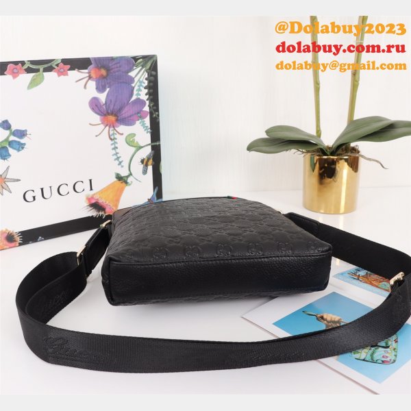 Gucci Best GG Supreme Leather Messenger For Men 413168 Black