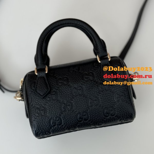 Gucci Duplicate GG Emblem Super Top Handle Cheap 815256 Black Bag