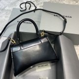 Cheap Balenciaga Hourglass Croc-Embossed Leather Top Handle Bag Plain black