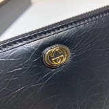 Replica Gucci Black Cheap Leather Zip Around Wallet With Interlocking G 575988