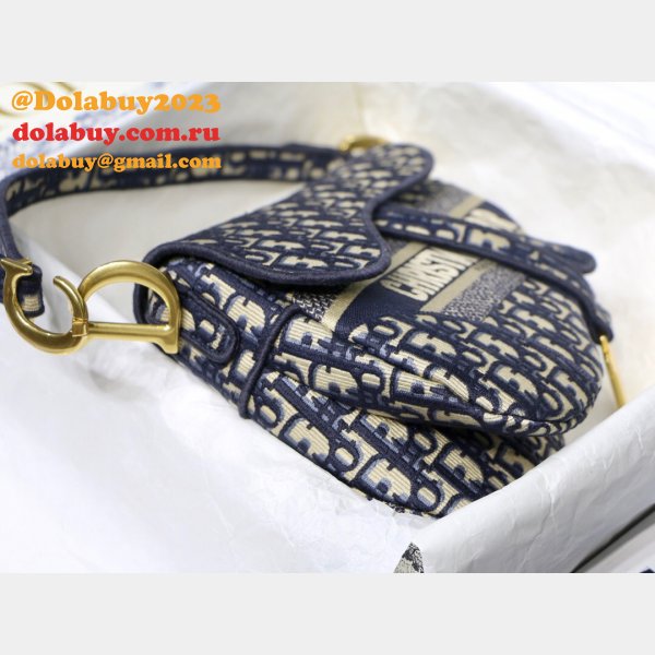 Replica Saddle Bag Blue Dior Oblique Jacquard