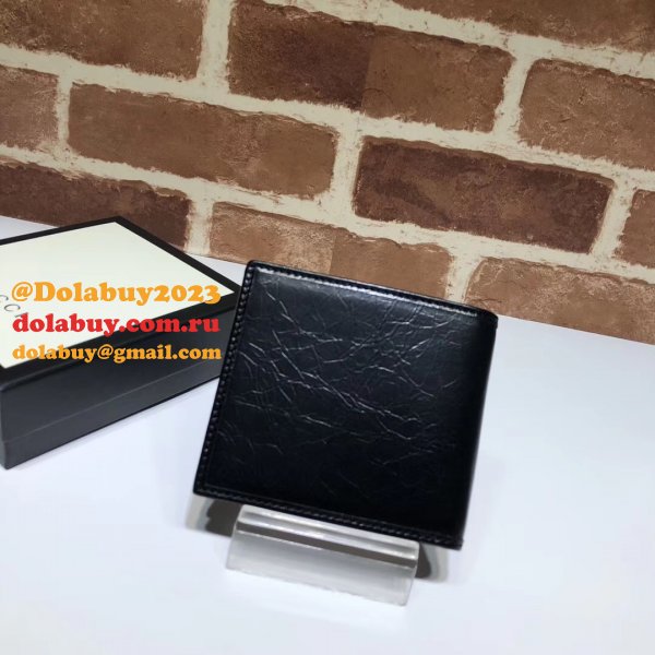 7 Star Gucci Replica Black Leather Wallet With Interlocking G575985