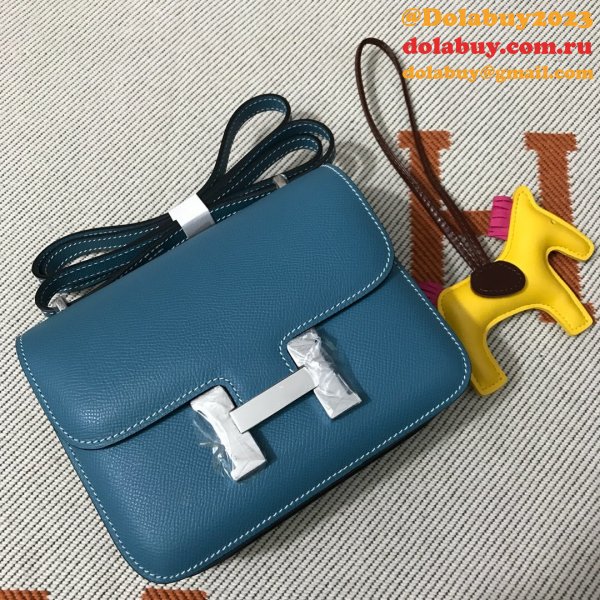 Hermes Constance Bag 18cm Epsom Leather Blue