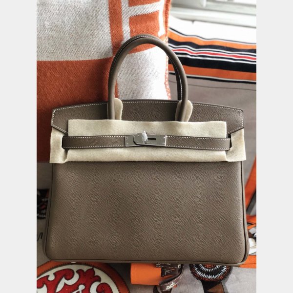 Hermes Birkin Epsom leather Handbags Dark grey Silver