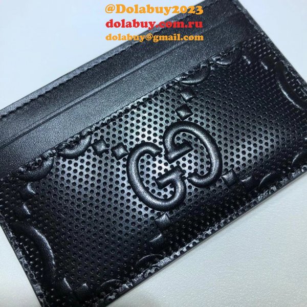 Luxury Gucci GG embossed card case black